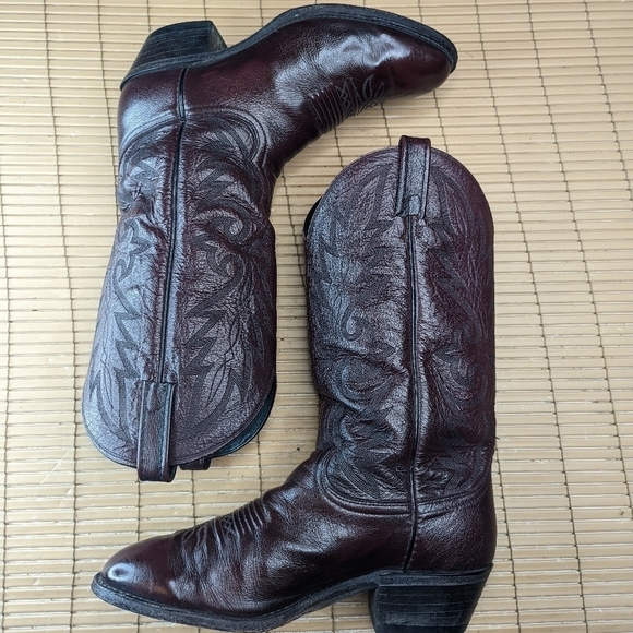 Dan Post boots Milwaukee men\'s sz 9D black cherry/burgundy leather round toe. Gr main image 8